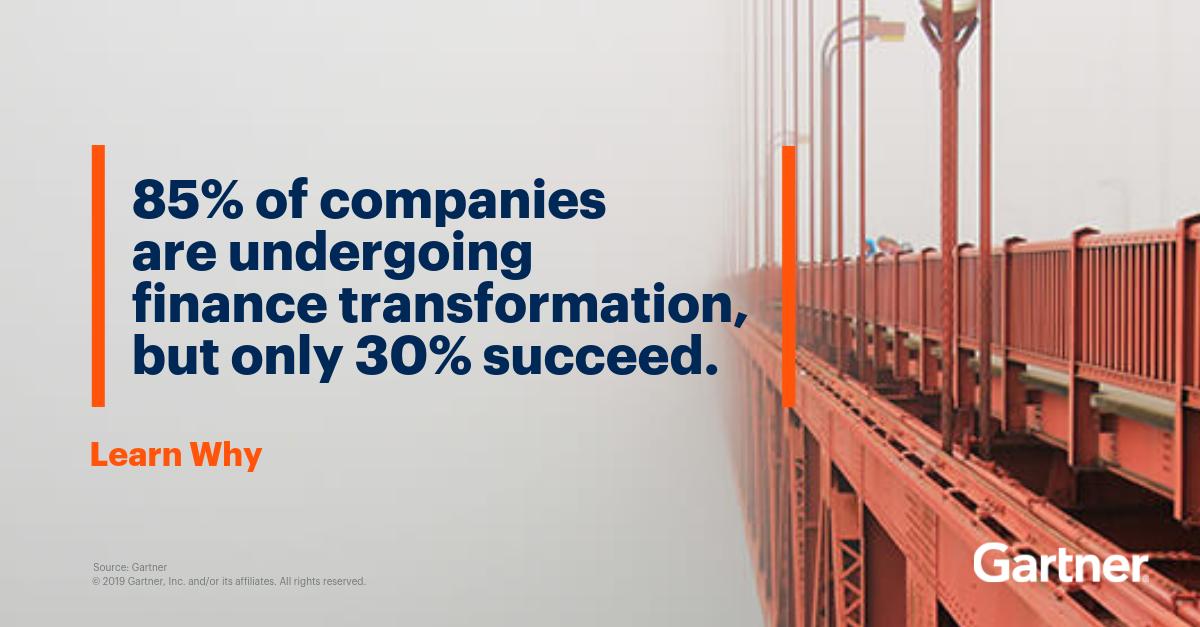 Gartner_inc's tweet photo. RT @Gartner_Finance: Why do 70% of #finance transformations fail? #GartnerFinance experts weigh in on successful #transformations. https://t.co/qbExVW3OBi #FinanceTransformation https://t.co/ST82aMo1YW