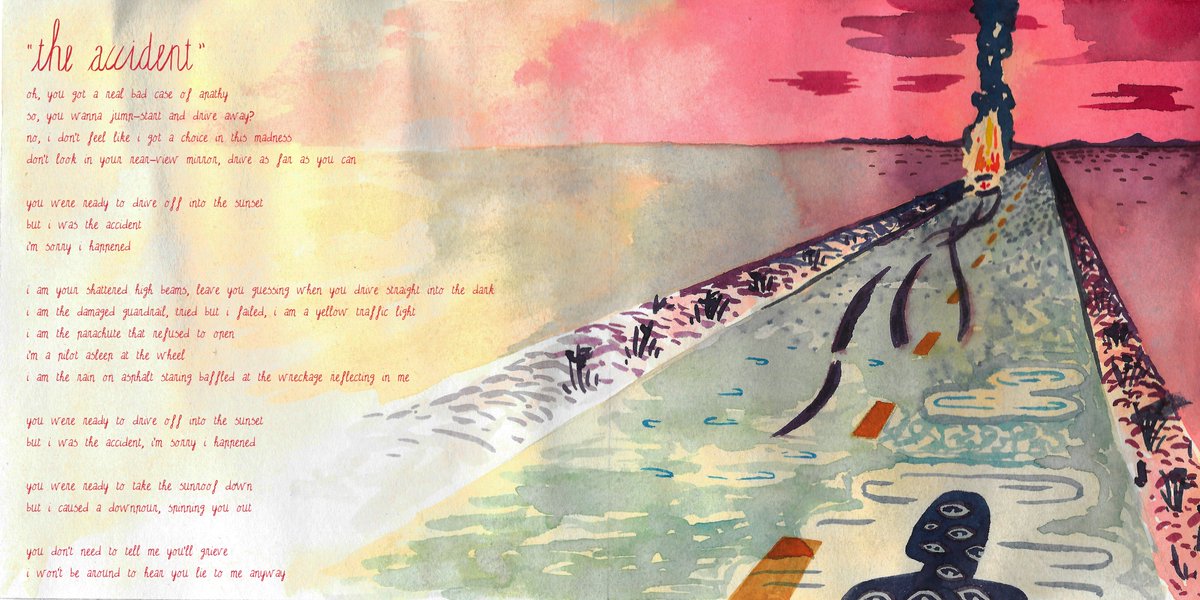 'I am rain on asphalt staring baffled at the wreckage reflecting in me.' #FAMILY 🎨 by Bob Op 't Land