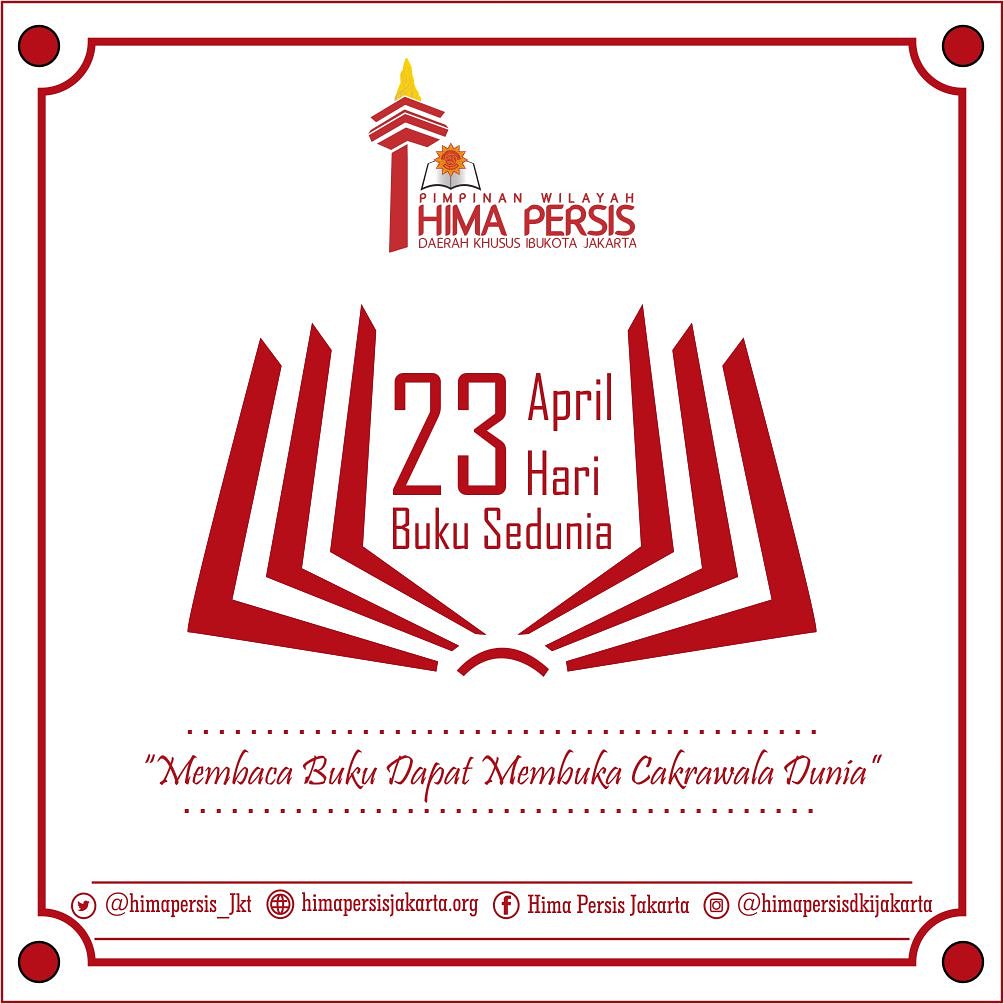 Baca lah buku, maka kau akan membuka cakrawala dunia..

23 April : Hari Buku sedunia
--
#haribukuanaksedunia #Literasi  #himapersis #dkijakarta