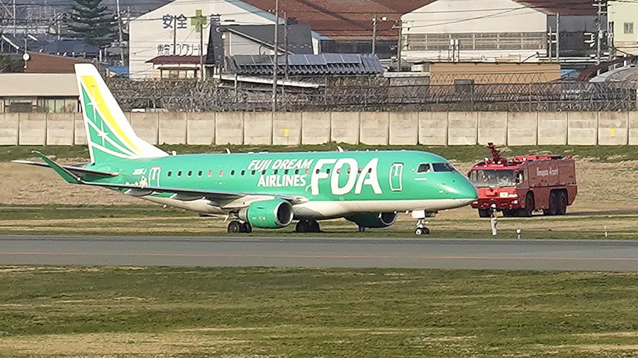 JacdecNew's tweet photo. Fuji Dream Embraer E-175 (JA11FJ) on flight #JH386 to Nagoya ran off the side of the runway during take-off in fine weather at Yamagata Airport (RJSC), Japan. All 60 passengers + 4 crew were not hurt. Damage to the aircraft is minimal. @jijicom
https://t.co/kK1QhT8ETk https://t.co/QkaewD5uli
