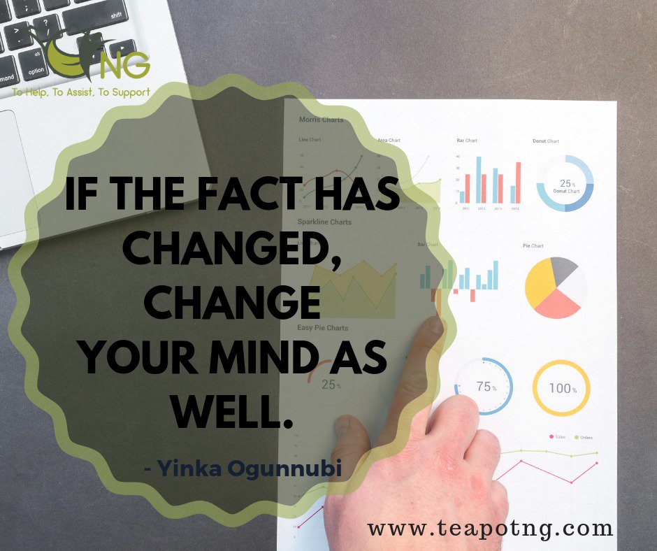 teapotNG's tweet image. "If the fact has changed, you should update your mind as well, you are never going to get any medals for sticking with an archaic fact." - @yinkanubi

#teapotNG #investor #tuesdayfact #beinformed #fact #yinkaogunnubi #finance #moneymanagement