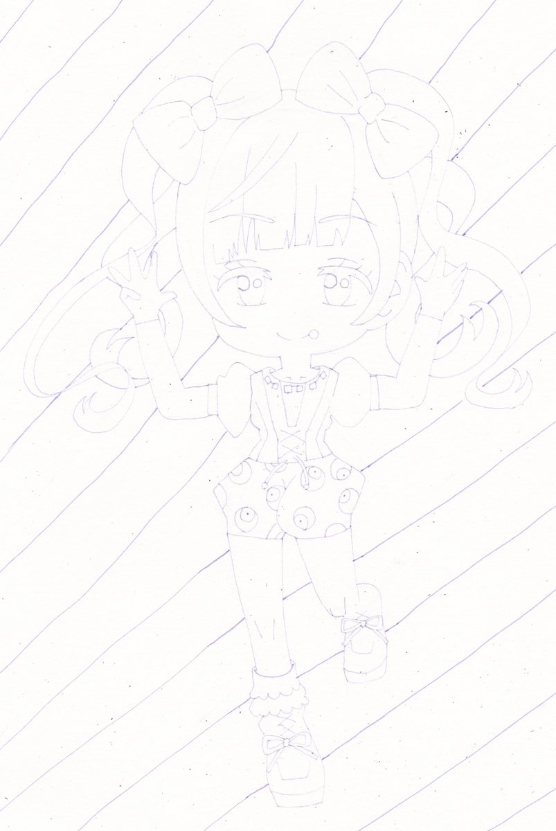 Murasaki Moti イラスト描いてます こんばんは きゃりーぱみゅぱみゅさんを Ponponpon の衣装でちっちゃく描いてみました イラスト アナログ 描いてみた Illustration Drawing 下書き コピック きゃりーぱみゅぱみゅ Kyary T