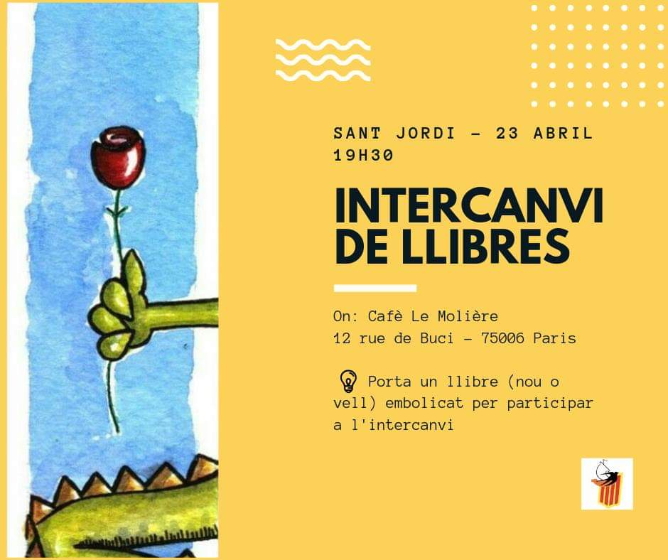 CatalanParis8's tweet photo. Casal de Catalunya de Paris organiza l'intercanvi de llibres per festejar Sant Jordi ✨✨
📚🌹#SantJordi
Facebook: Casal de Catalunya de Paris https://t.co/yUeNII16KG