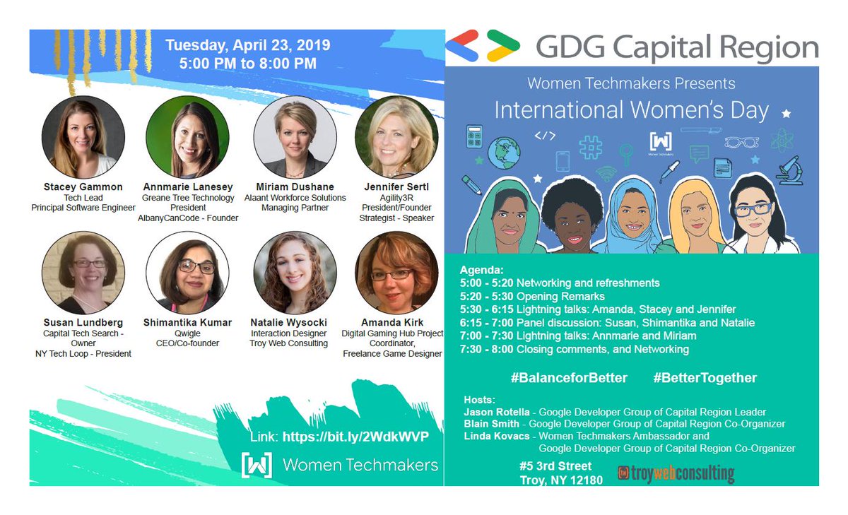 JenniferSertl's tweet image. It is a great day for #BalanceforBetter in Upstate New York
#IWD19 #WomenTechmakers @amlanesey Miriam Dushane @AlaantWFS @SusanCaptech Stacey Gammon @AmandaLKirk @Qwigle1 @wysockin @Jay_AHR_ @atdebonis @troyweb1 @gdgCapRegion @googledevs @lindakovacsart