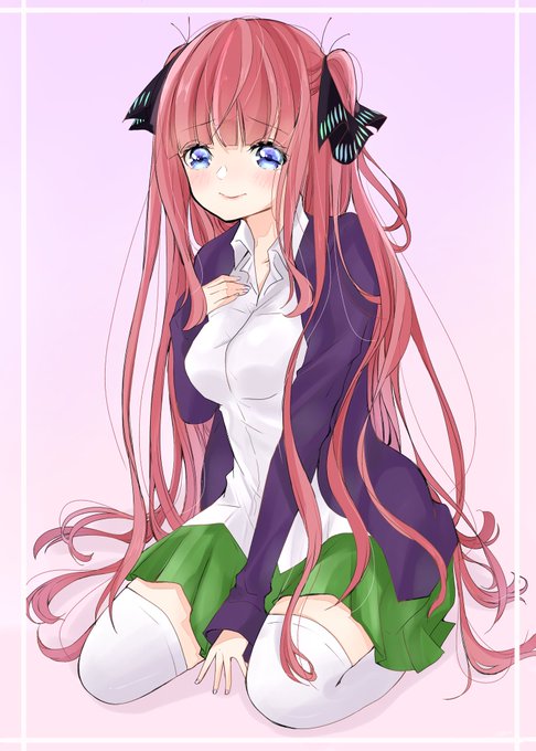 メープル🍏さんがTwitterに投稿した中野二乃(五等分の花嫁)のイラスト。