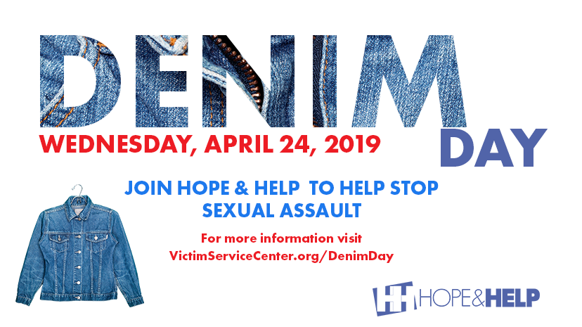 HopeAndHelpInc's tweet photo. Join Hope &amp; Help Wednesday, April 24 and stand up to #sexualviolence on Denim Day. In collaboration with @vscflorida and @ZebraCoalition we will wear denim to show that there is No Excuse and Never An Invitation to Harass, Abuse, Assault, Rape. #ChooseToProtect #DenimDay https://t.co/TWbw1DpUhr