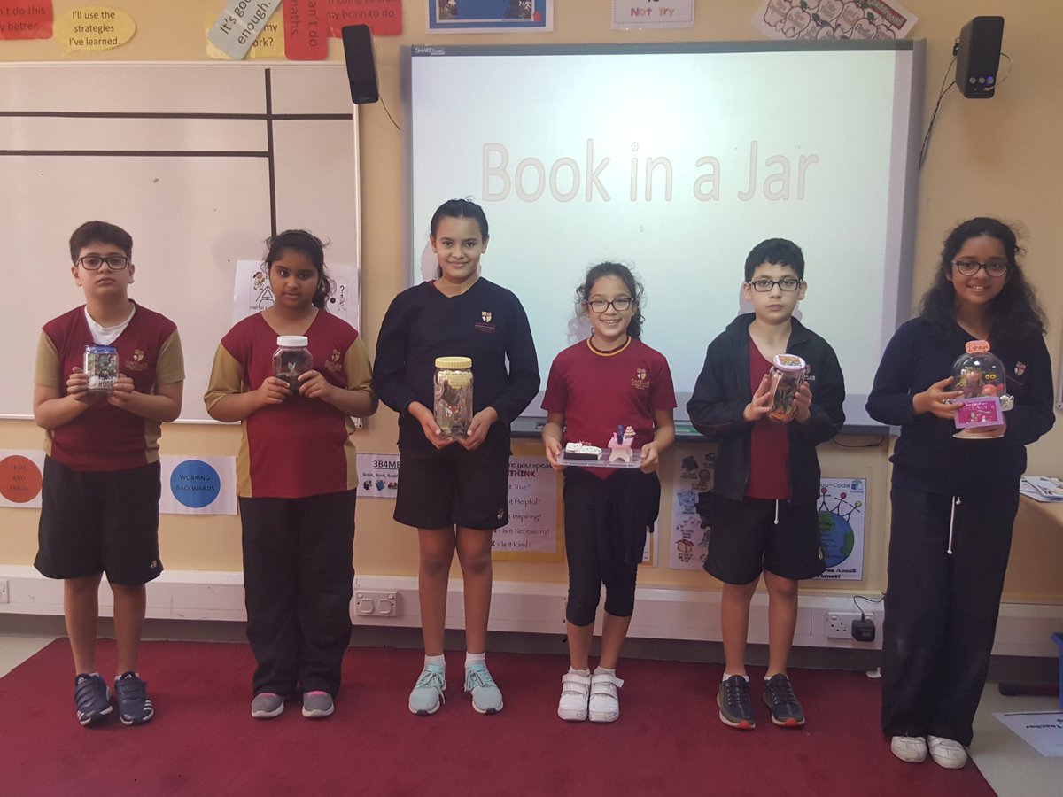 RaffISyear5's tweet photo. World Book Day - Year 5 students presenting their ' Book in a Jar' @RafflesIntlSch #RafflesISprimary @RaffISyear5 #RafflesISenglish @KHDA https://t.co/cYvKsToBcS