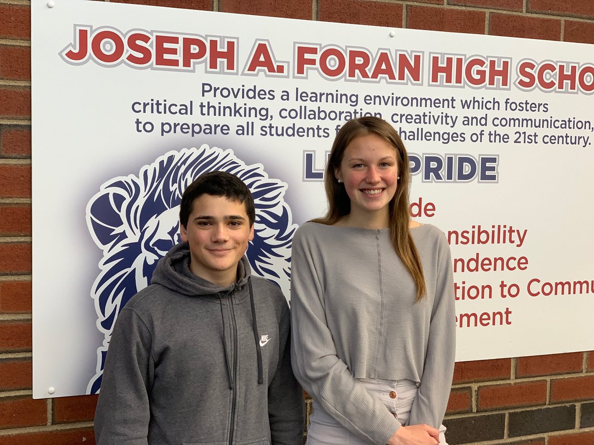 Congratulations to Tessa and Dean!  Foran Class of 2019 Val and Sal- Tessa is valedictorian and Dean is the salutatorian!  Hardworking, dedicated, extraordinarily intelligent!  A tremendous, well-deserved honor!!! #LionPride