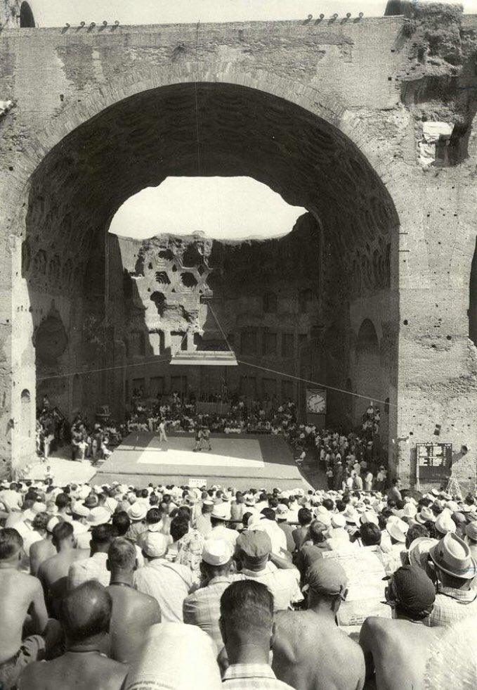 Your friendly reminder that the 1960 Olympic Graeco-Roman wrestling was held in the Basilica of Maxentius.