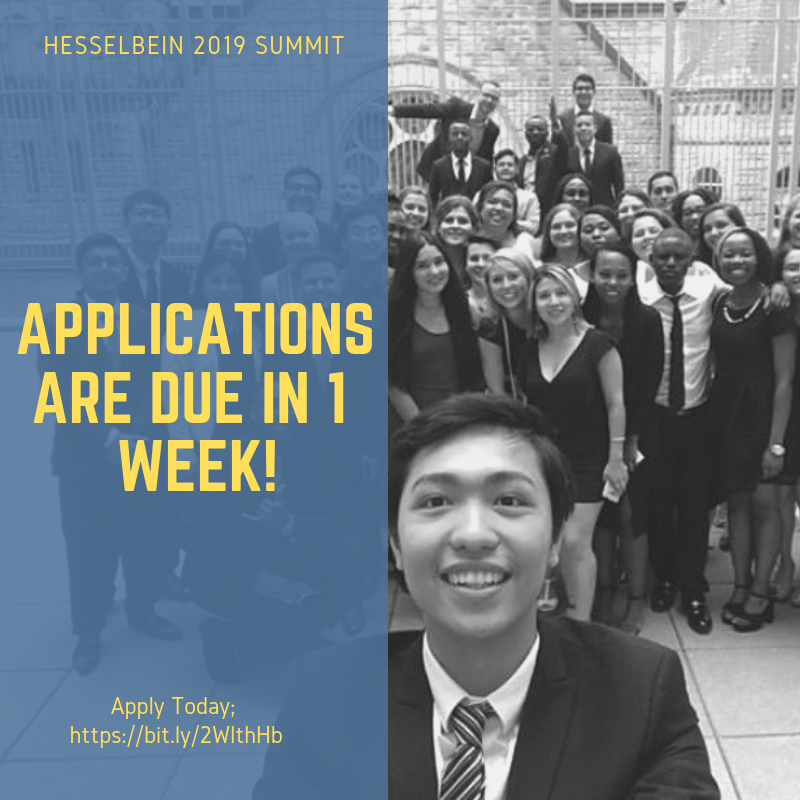 HesselbeinGLA's tweet photo. One week until applications for the Hesselbein Summit are due! Apply now and join a network of student leaders from around the world! https://t.co/UbSPljlAGm