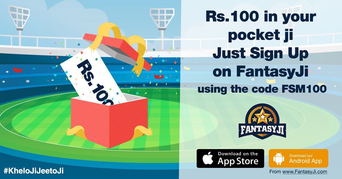 FantasyJi_'s tweet photo. Earn Rs. 100 bonus easily by signing up on FantasyJi and use the code FSM100. Download the app from https://t.co/YREj66ofu4. #KheloJi with #FantasyJi https://t.co/7fRzU03mI8