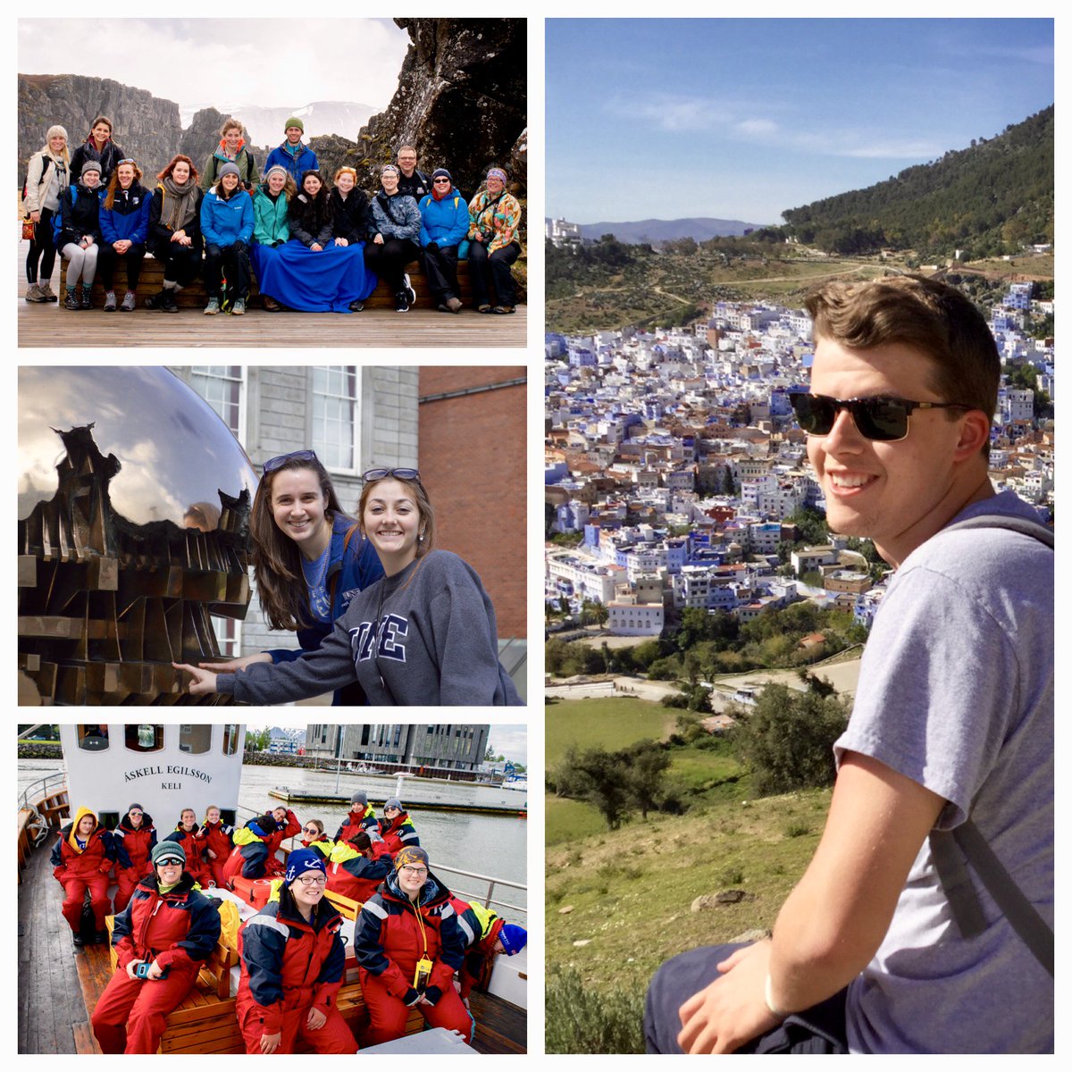 unetweets's tweet photo. ✈️ Interested in studying abroad? Our @uneglobal travel courses are an exciting, enriching way to do so. Pictured here are trips to Iceland, Ireland, and Morocco. For more information, click here: https://t.co/mDdcAlirxX #UniversityofNewEngland #UNEGlobal #StudyAbroad https://t.co/6OwQIl9pih