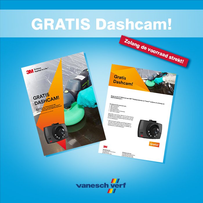 Wil jij ook zo'n super toffe dashcam om films te maken vanuit de auto? Koop deze lente nog voor €349 bruto aan 3M Polijstproducten, zoals poetspads, poetsdoeken etc. en ontvang een dashcam GRATIS! Enkel zolang de voorraad strekt. Bekijk de actie: bit.ly/2W0HTvR