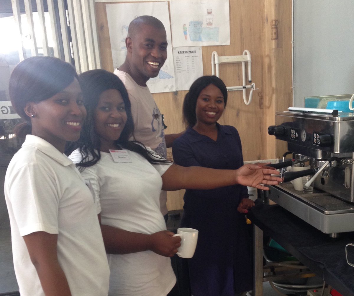 Kath_inSA's tweet photo. Our new barista trainees from the Hospitality class on their first day of training today. #TourismAcademy https://t.co/ubhEqdGMDP