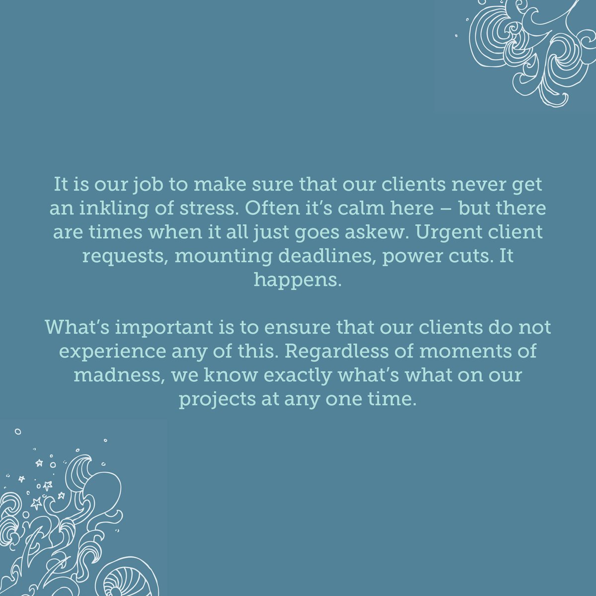 At Shine, we hold ourselves by the motto 'composed #creativity' when working on client projects - this means that no matter what stresses may be going on in our HQ, they will never be felt by the client! 

#TuesdayThoughts #AgencyLife