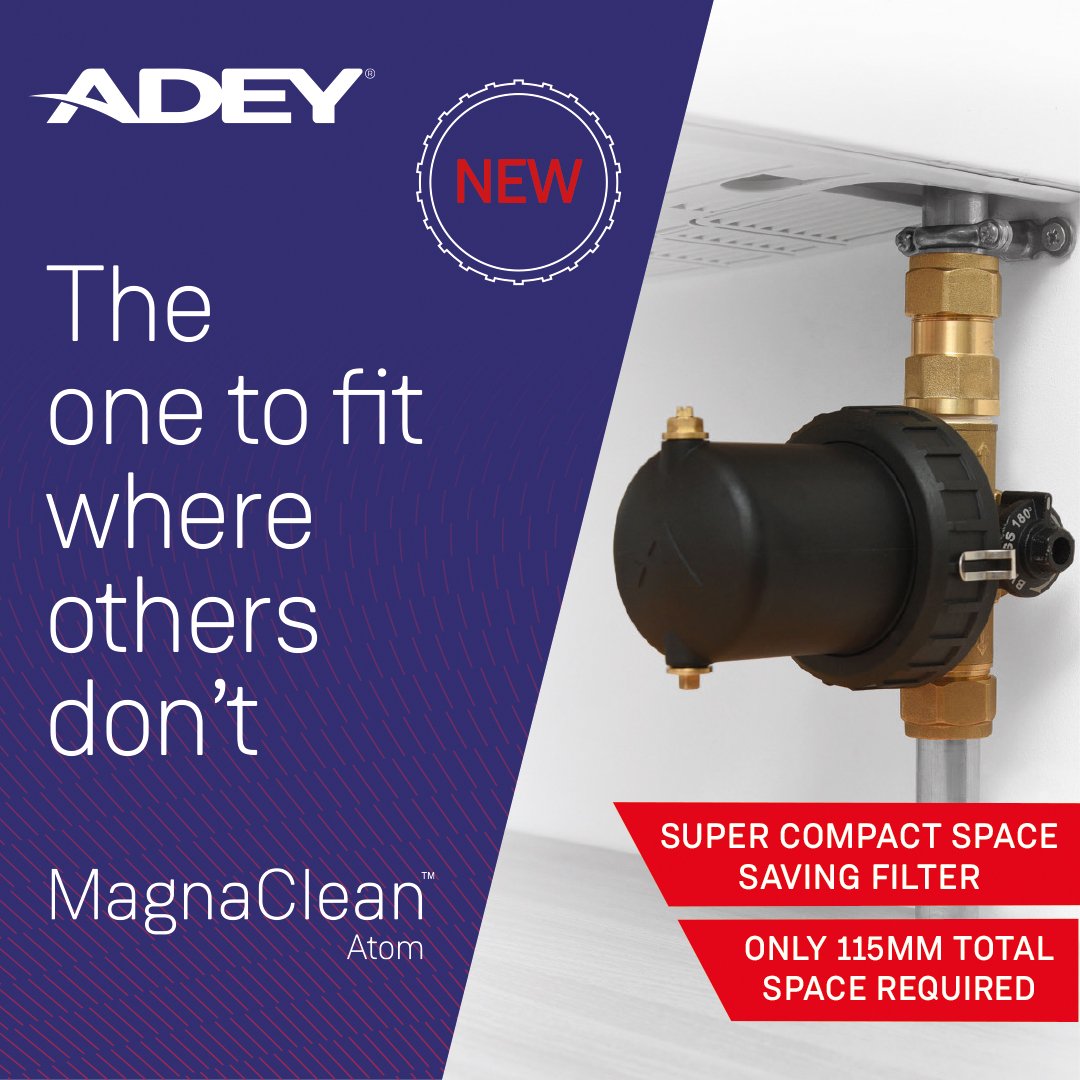 ADEY_Pro's tweet photo. MagnaClean Atom, the one to fit where others don't.
โ
Only 115mm pipe cutout length required
โ
Fits vertical and horizontal pipework
โ
Can be switched to bypass whilst servicing
Find out more here: https://t.co/hoBTyMFmAh
#MagnaCleanAtom #TeamADEY https://t.co/DoIulP2PeM