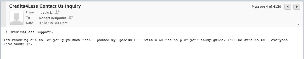 Creditsforless's tweet image. Congratulations to Justin L, great job on your Spanish #CLEP 💯🔥🔥