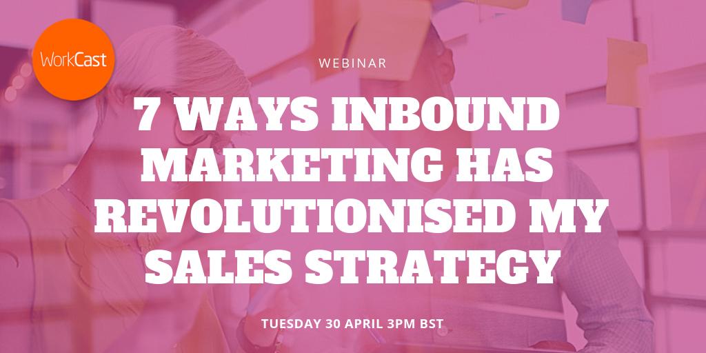 WorkCast's tweet image. Find out how inbound marketing has been helping our sales team revolutionise their strategy at our free #webinar featuring @WorkCastRachel and @WorkCastMish. Sign up today! hubs.ly/H0hv5_L0 #BeAGameChanger