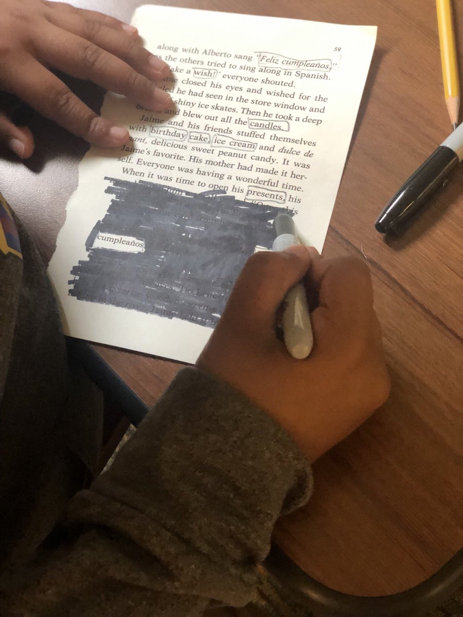 Brandenburglib's tweet photo. Starting the morning creating black out poetry for National Poetry Month!  @BburgCougars @Brandenburglib @IrvingLibraries https://t.co/91lAdk2ccx