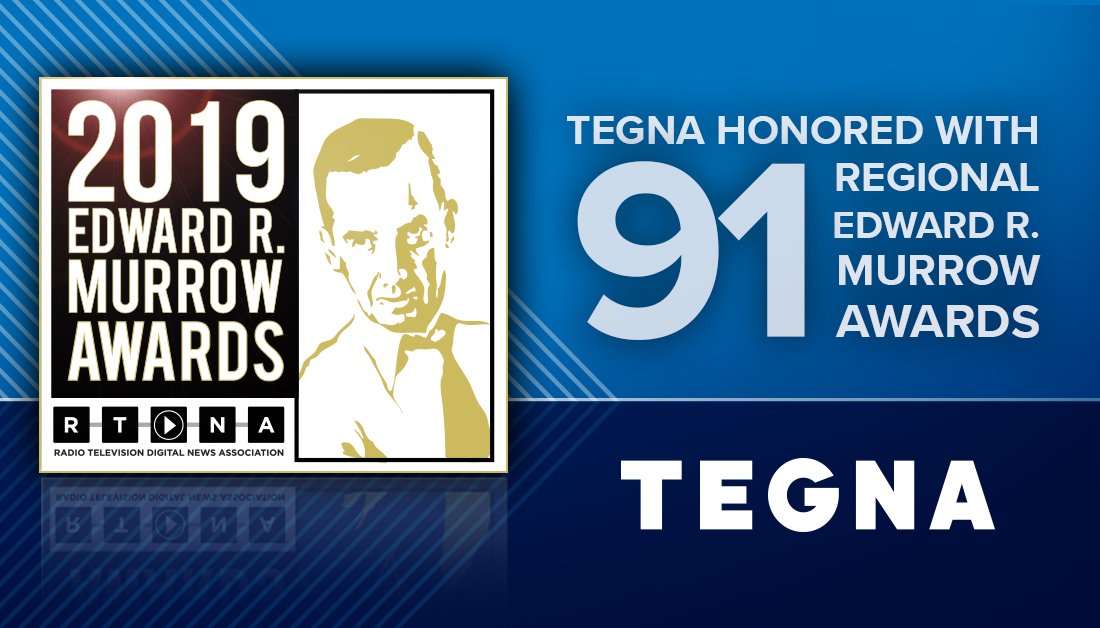 .<a href="/TEGNA/">TEGNA</a> is proud to win 91 Regional Edward R. #Murrow awards from the <a href="/RTDNA/">RTDNA</a>, the most in our history and more than any other media company. #TeamTEGNA bit.ly/2IQ4kzT