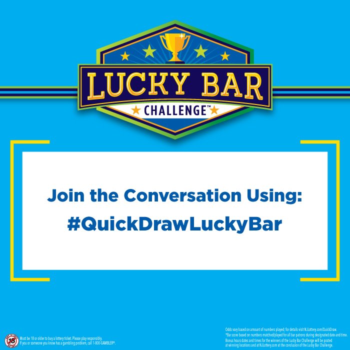 NJLottery's tweet photo. If you’re getting in on the Quick Draw Lucky Bar Challenge tonight, let us know where using #QuickDrawLuckyBar!
And don’t forget to enter our Quick Draw Photo Promotion while you’re at it for a chance at a sweet prize: https://t.co/Km6KXZohWC https://t.co/VzzaHPB2xw