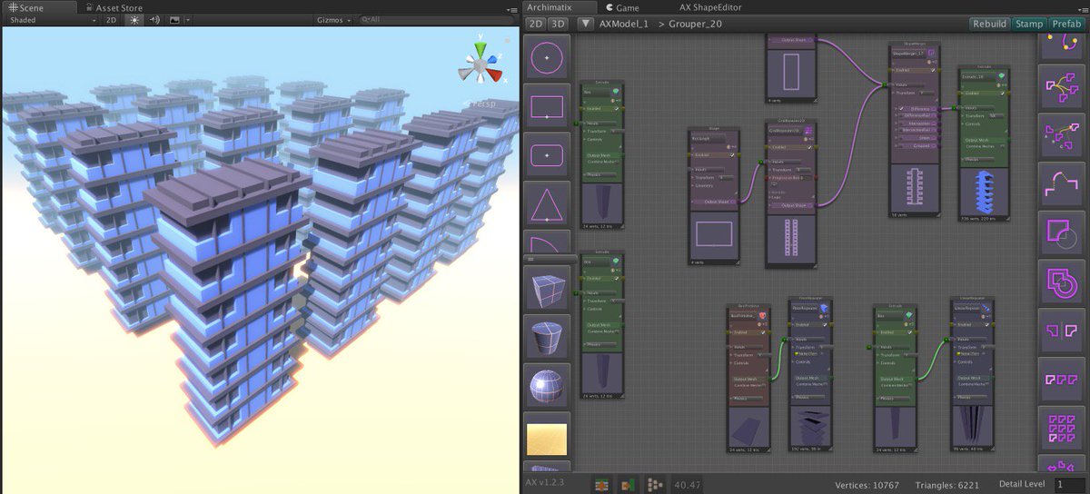 One minute model <a href="/madewithunity/">Made with Unity</a> using <a href="/archimatix/">Archimatix</a> - a #lowpoly building. u3d.as/qYW