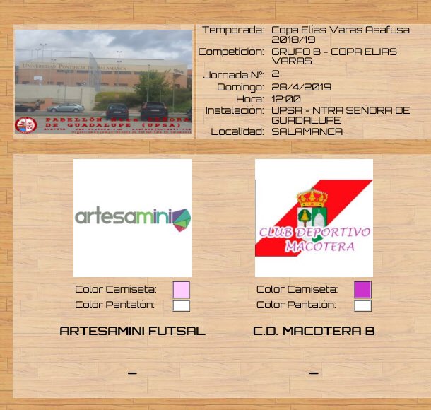 Artesamini_fs's tweet photo. Ya hay fecha y hora para el debut en la copa @EliasVaras_ @Asafusa contra el @CDMacotera B.
Repeticion de la final del año pasado.
📅Domingo 28-04-2019
⏰12:00
🥅Nuestra Señora de Guadalupe (salamanca) https://t.co/F9BirmBQ2X