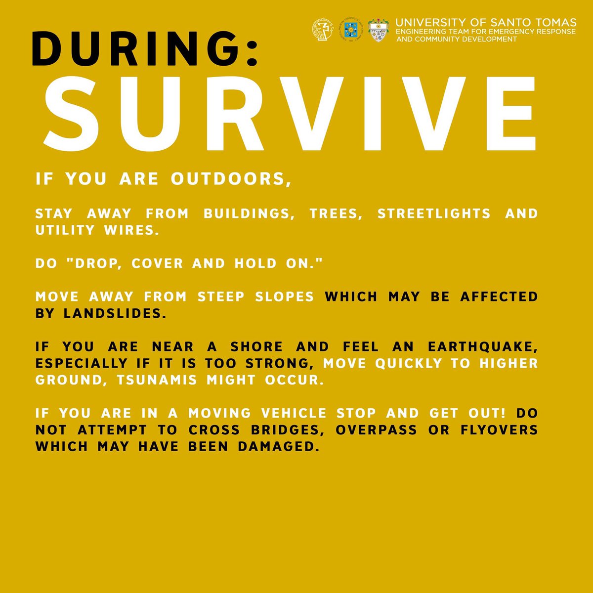 USTEntercode's tweet image. What to do BEFORE, DURING and AFTER an EARTHQUAKE? Stay safe and vigilant!