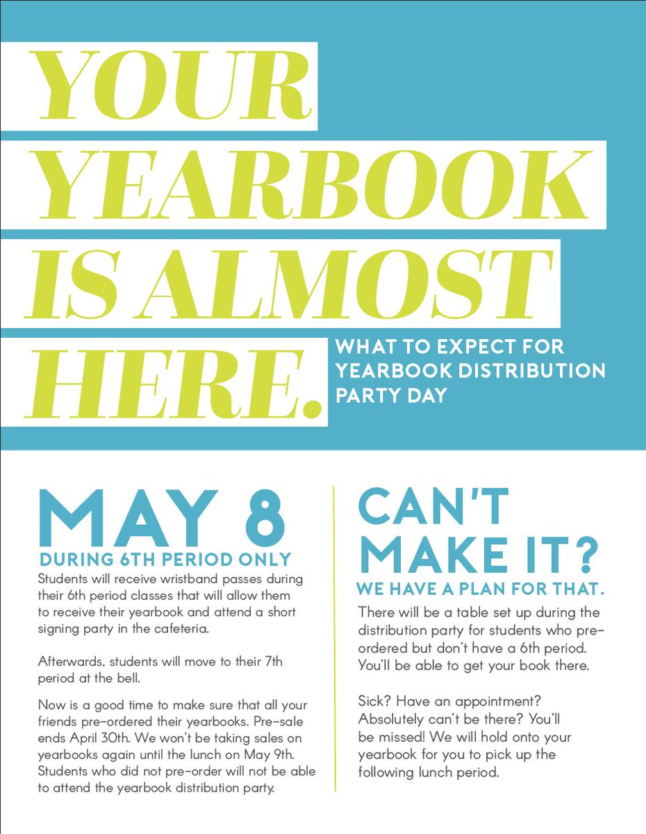 Get yearbook distribution day on your calendars! See more info below.