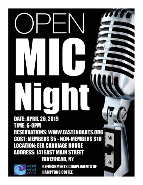 eastendarts's tweet photo. This Friday 4/26: Open Mic Night at EEA ~ Register today! Limited space still available. Calling all musical acts, comedians, poets &amp; performances of all kinds! https://t.co/jeX4MU7kJM https://t.co/vXSiboASnc