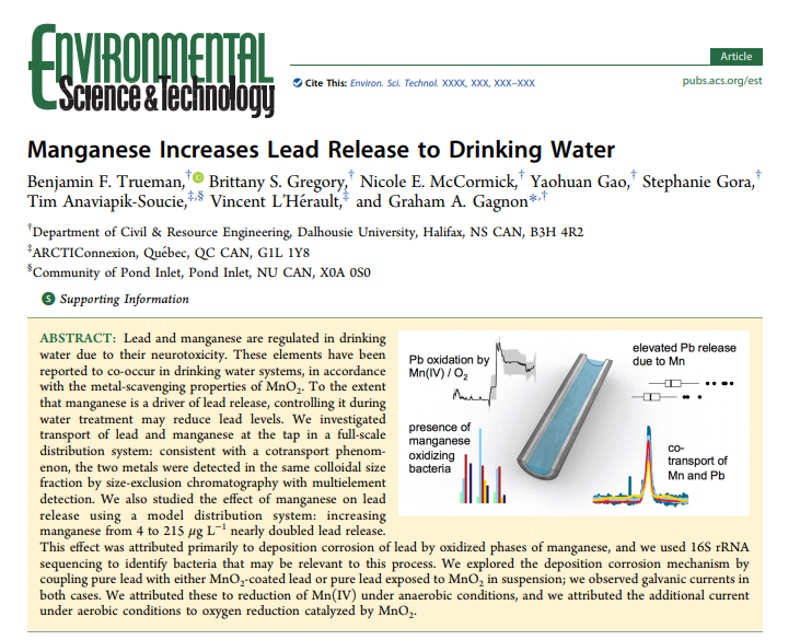 EnvSciTech's tweet photo. Removing manganese during treatment may have an indirect benefit: lower lead release to drinking water. #ASAP #Article https://t.co/G7AVfG4F0M https://t.co/IpVVXf6u0E