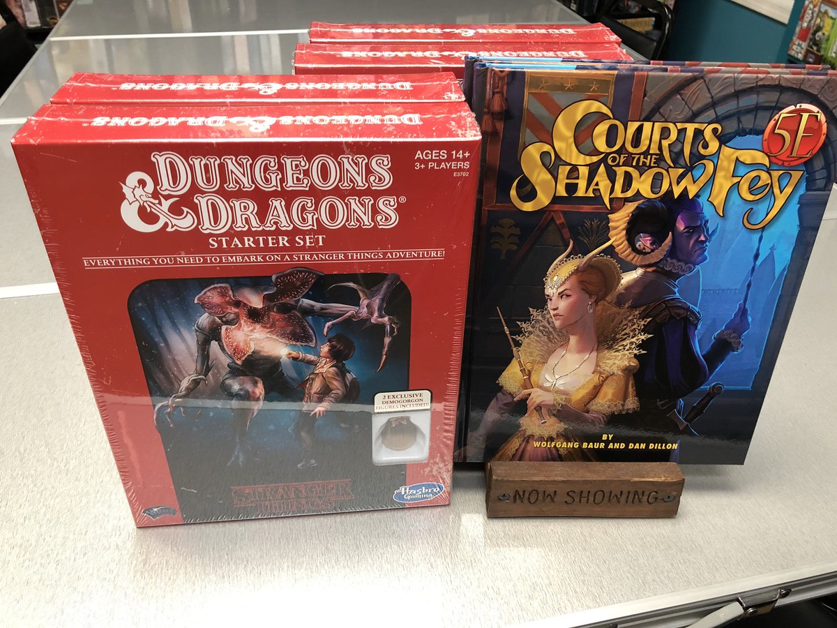 D&amp;D fans rejoice! New product today! The Stanger Things starter box complete with Demigorgon mini figure! Also Courts of the Shadow Fey adventure book!
