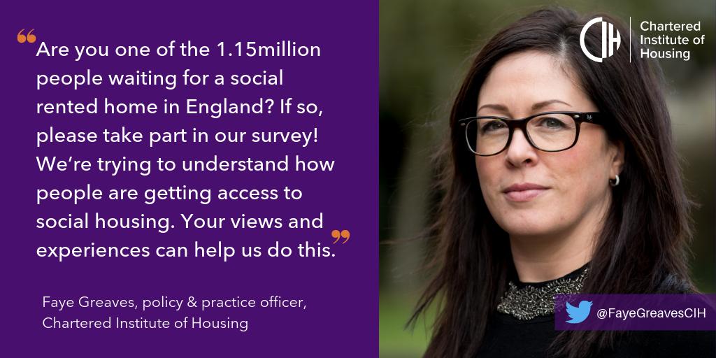 FayeGreaves101's tweet photo. 🗣️🚨 Calling out to people who have applied for a social rented home in England 🚨🗣️ Please take part in our quick survey, as part of our #Rethinkingallocations project. We'd love to hear your views on how social housing is allocated! https://t.co/3XORVd21DO #ukhousing https://t.co/BEelu4wuNs