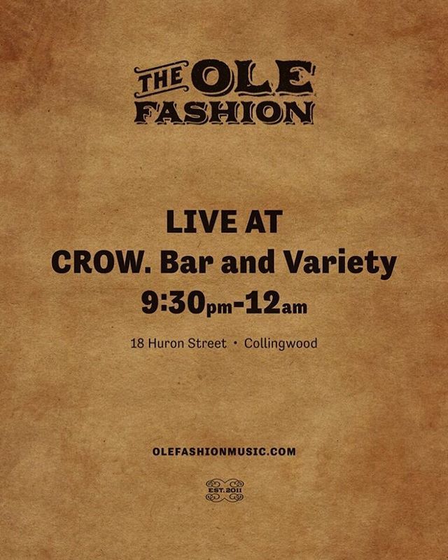 Collingwood! We’re coming to play at @crowbarandvariety this Friday at 9:30pm, great food and drinks, and Ole Fashion Music #Collingwood #collingwoodmusic #olefashionmusic bit.ly/2GsTYDi