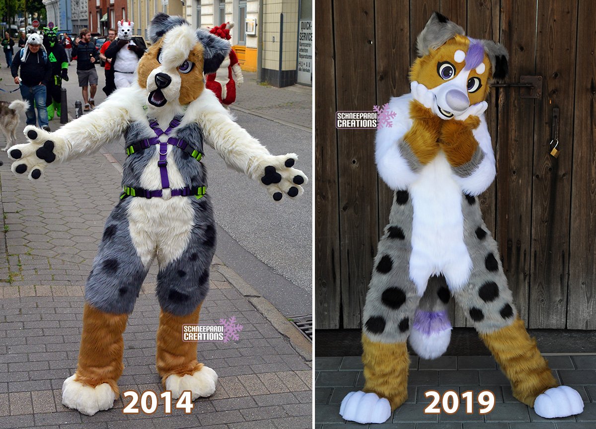 SchneeCreations's tweet photo. Here is a comparioson of Leela V1 and V2 :)
#fursuit #comparion #toony #dog #custome https://t.co/V4XNYNWQHV