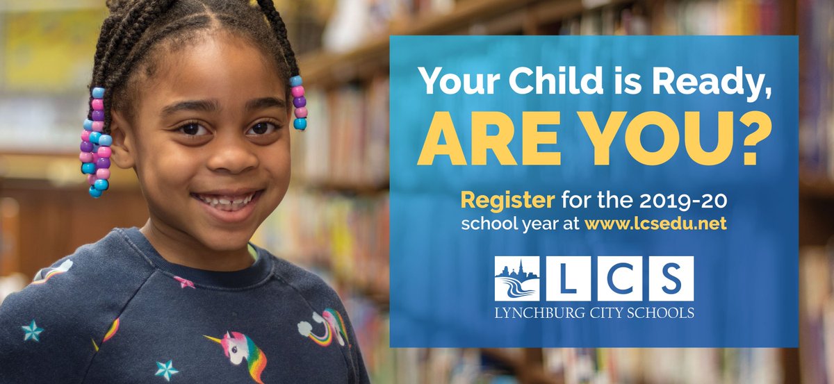 LCSEDU's tweet photo. Online registration for the Lynchburg City Schools 2019-20 school year is now open!

All families (new &amp; returning) can go to the LCS website to complete online registration for next school year. https://t.co/OGiBgQohwj https://t.co/v3EmcZFS6X