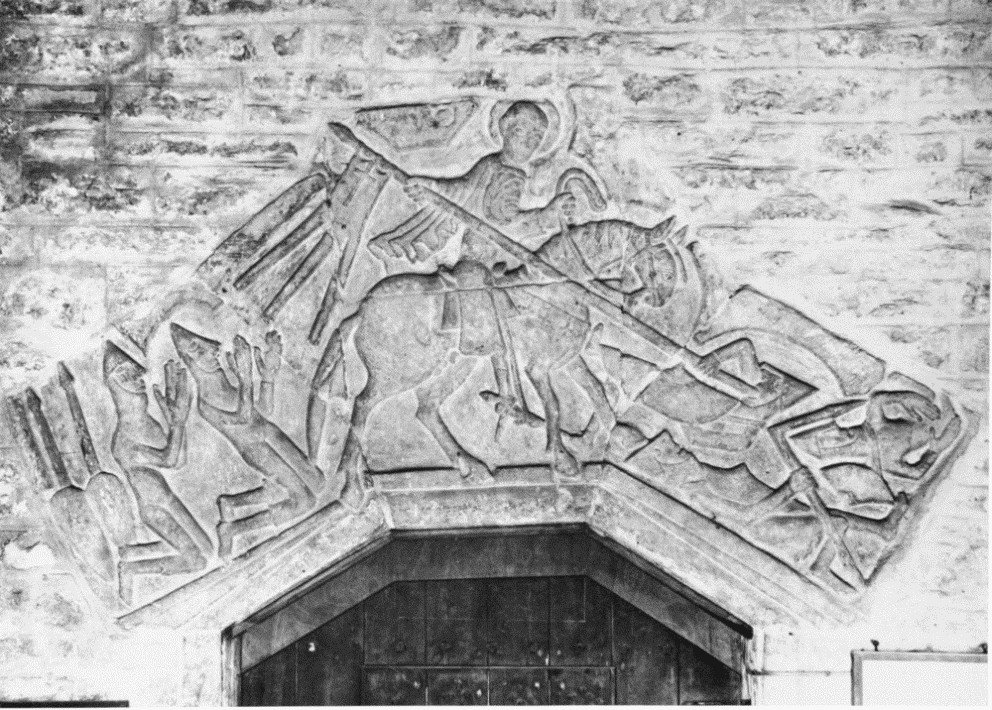 mpforrest1967's tweet photo. #StGeorge in the south aisle at #Fordington #Dorset dated by the RHCM to circa 1100 so must be one of the earliest depictions in England https://t.co/OkbfUVe5zf