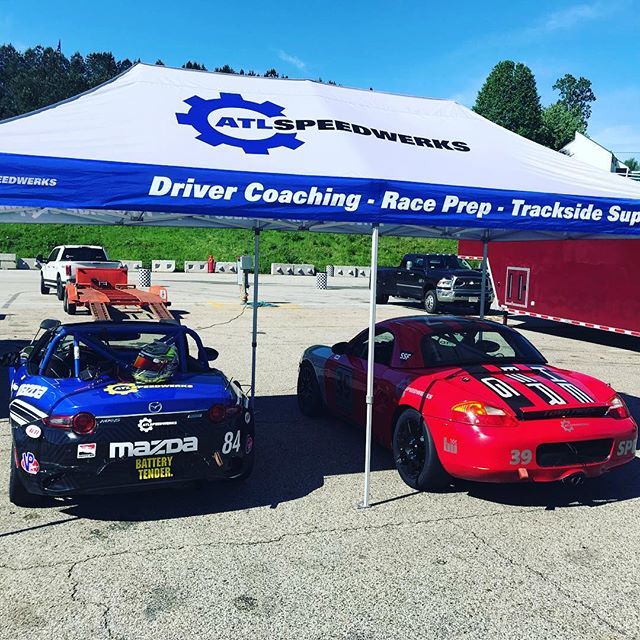 Testing at Road Atlanta today. New @motioncontrolsuspension on the Spec Boxster and @carterweedon.22 testing the @globalmx5cup car. bit.ly/2GE1n4c