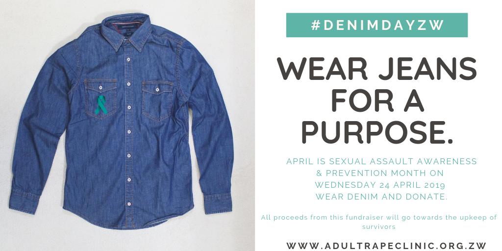 263Chat's tweet photo. TOMORROW IS DENIM DAY ✊🏽👖
Wear #denim &amp; encourage your friends, family &amp; colleagues to contribute towards the cause by supporting #rape survivors on 24 April

All proceeds will go towards upkeep &amp; needs of those affected by sexual violence
@AdultRapeClinic 
#DenimDayZW
#263Chat https://t.co/Zb21pFrZk7
