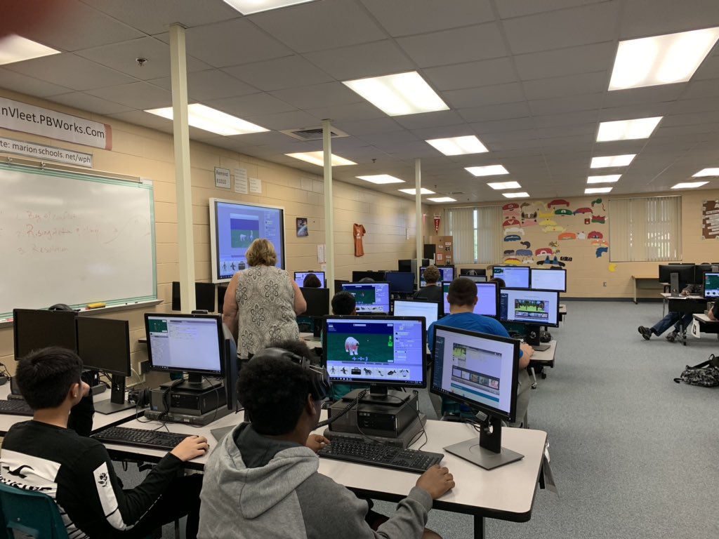 WestPortHigh's tweet image. Mrs VanVleet’s students develop animated games utilizing deep concentration and camera angles. #gotthecode #futurelooksbright