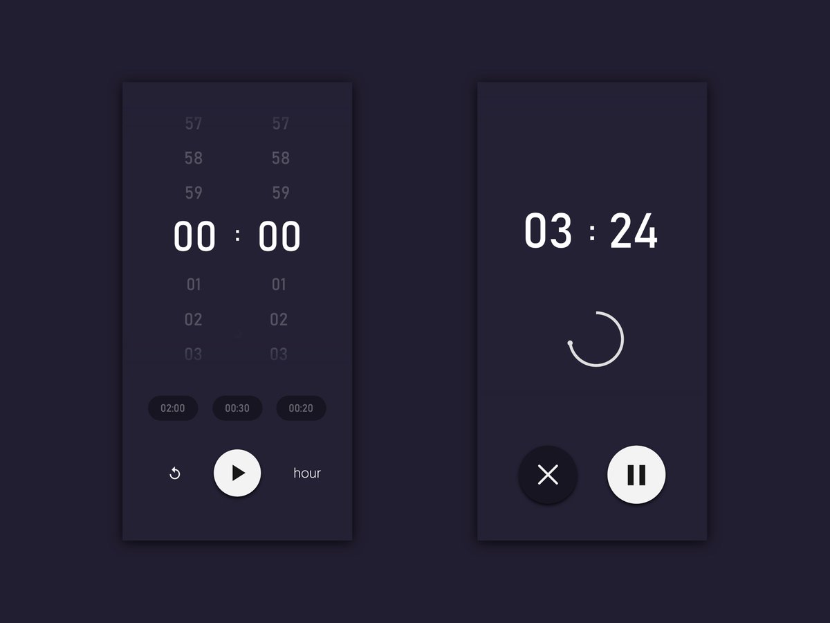 terupa456's tweet image. とにかく使いやすさに重点をおいて作りました。
時間の数字を選択しやすいように前後３つまで数字を表示しました。
次にまた同じ時間を設定したいときに楽になるように最近使った時間の履歴が出るようにしました。
（書ききれなかったので返信欄を使います）#dailyui #dailyui014
