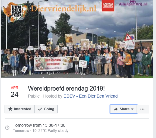 REMINDER // Tomorrow there will be demonstrations in Rijswik (NL) and in Leuven (BE) against animal testing.  Will you be there? #support #speakout #Solidarity #BeTheChange facebook.com/international.…