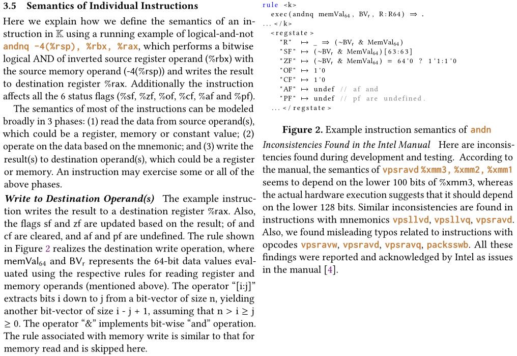 matt_dz's tweet image. A Complete Formal Semantics of x86-64 User-Level Instruction Set Architecture 
fsl.cs.illinois.edu/index.php/A_Co…
github.com/kframework/X86…
@sdasgup3, Daejun Park, Theodoros Kasampalis, @vadve, @RosuGrigore
Programming Language Design and Implementation (@PLDI) 2019