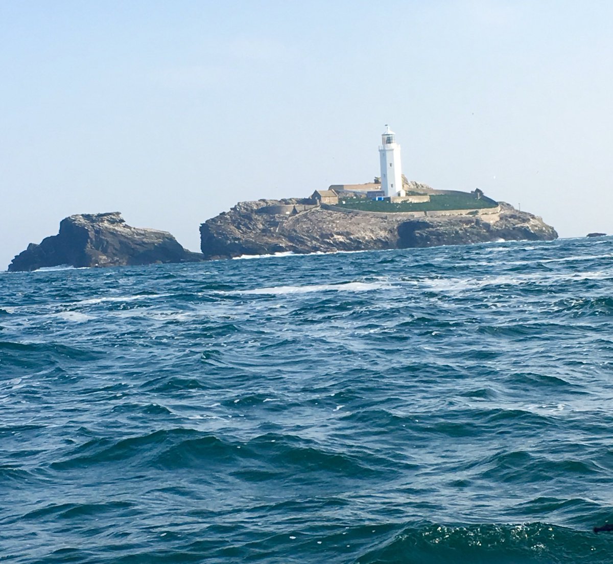 New commute.. spot of boating #GodrevyLighthouse #locationfilming #actorslife #DocMartin