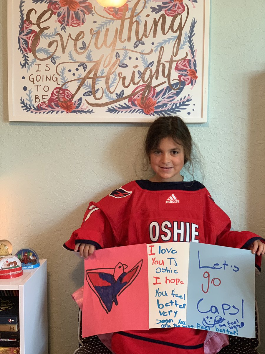 semipohl's tweet photo. @TJOshie77 My daughter Leila wanted to wish you good luck with your recovery and to let you know “Everything is going to be Alright” https://t.co/vpfffY2Z2d