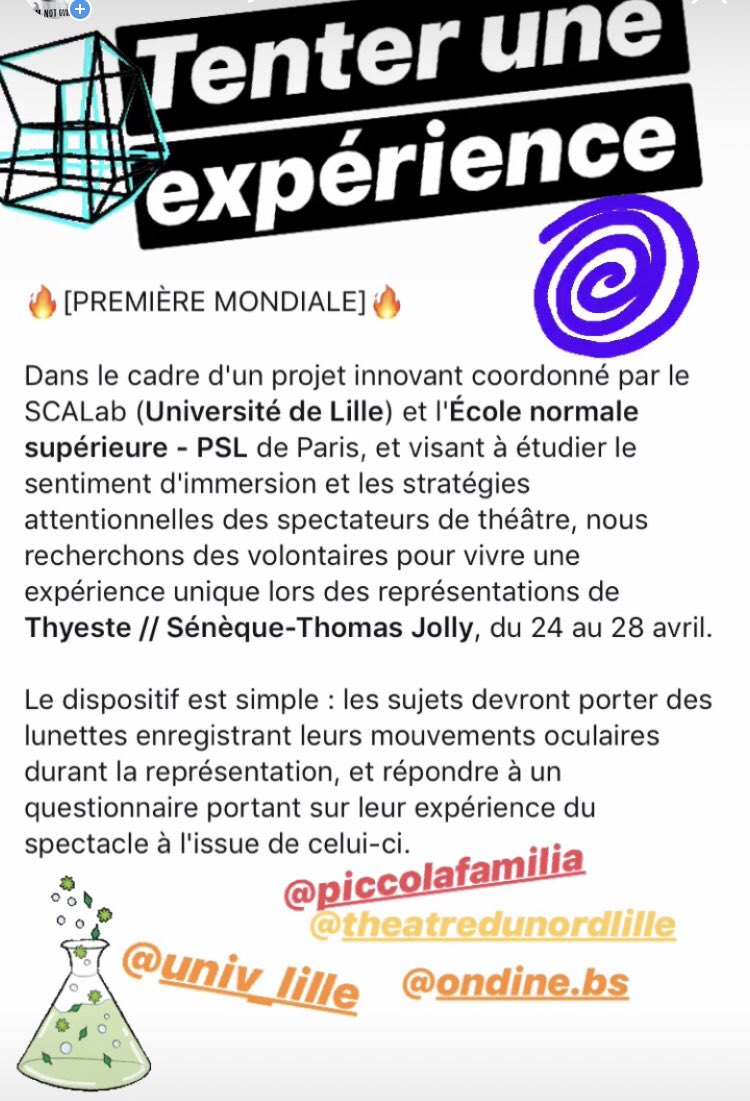 Thomajolly's tweet photo. Cette semaine @theatredunord on fait des expériences avec les spectateurs de #thyeste / quand le théâtre dialogue avec les sciences cognitives... 🖤 (Cc @OBtheatre ) https://t.co/ZbevKvMYXX