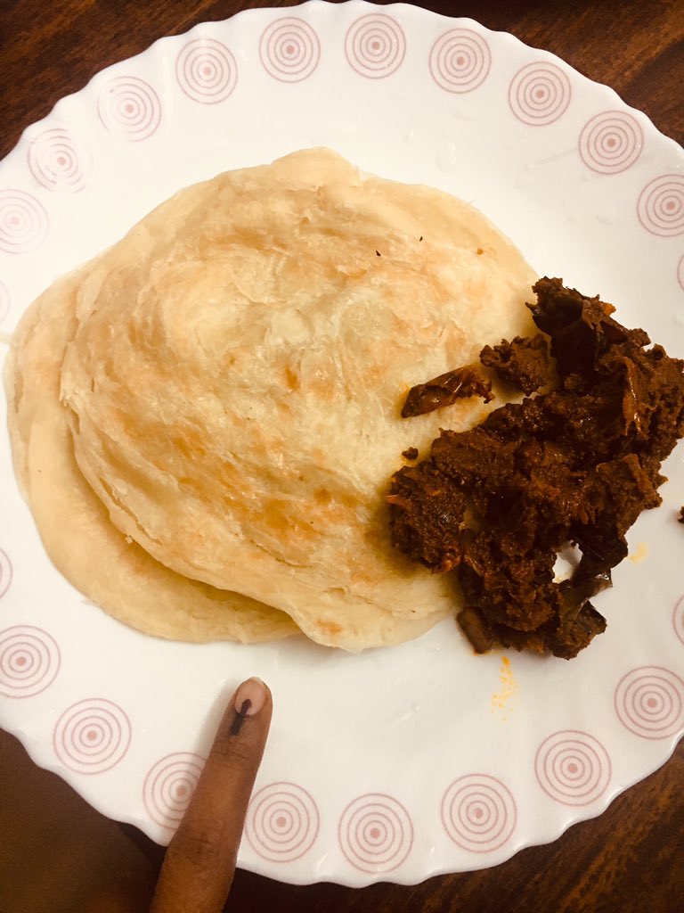charmyh's tweet photo. So my 70-year-old mother @sonyhari voted for the Left, went to the Puttingal temple and then came home and had beef with parotta.

That my friend is, in a nutshell, Kerala. https://t.co/yeCQltPBzR