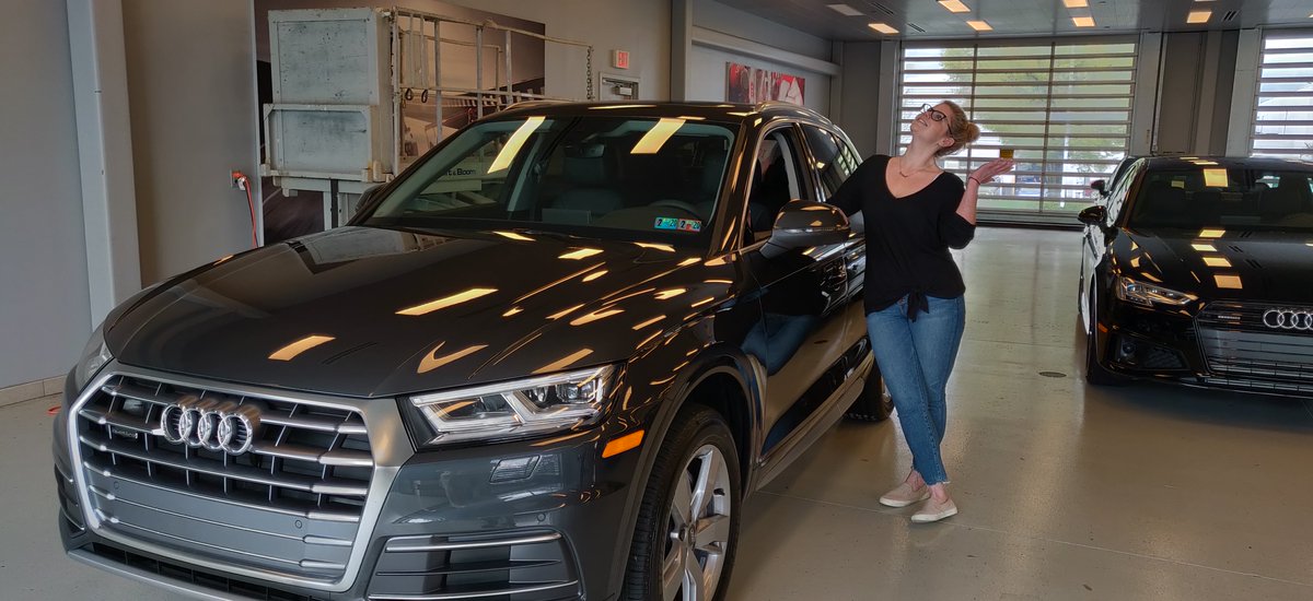 AudiReading's tweet photo. Want to come in a pose for a great picture with a 2019 Audi? You can! Just stop by and pick out your favorite Audi and let us figure out how you can be in one that fits YOUR BUDGET Just like Jess did! Do just dream about it, do it! https://t.co/Q9wnP4tE3D