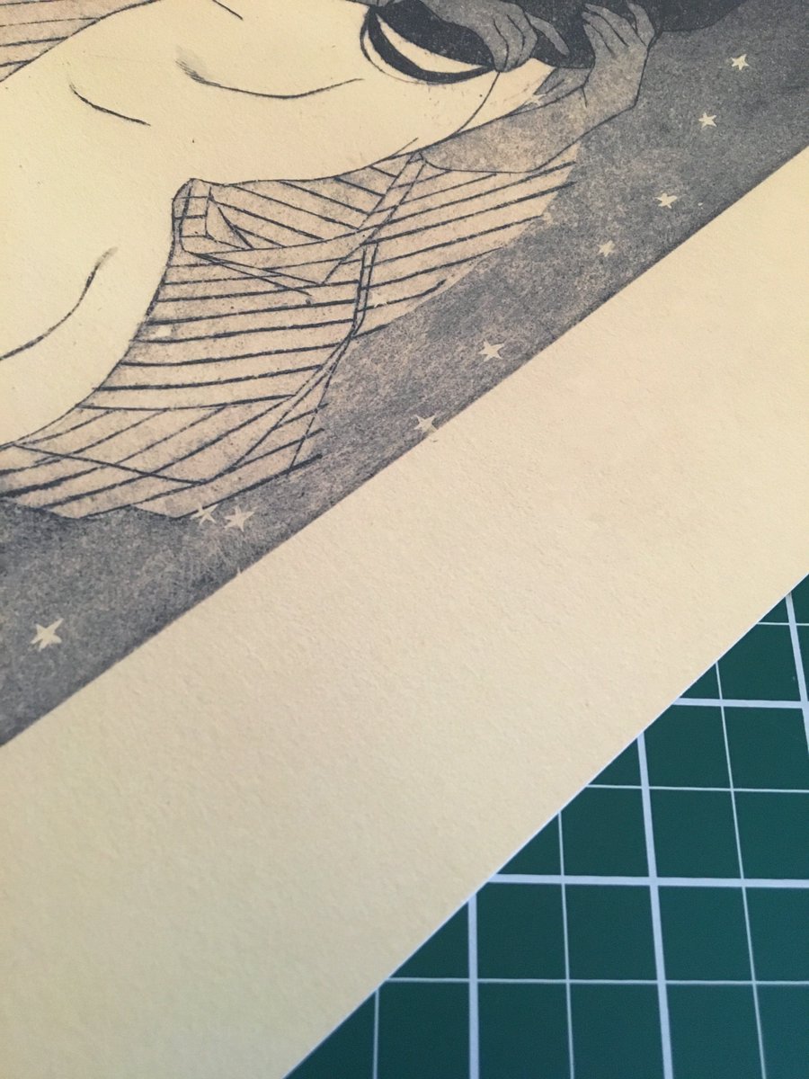 @SofiaAjram sure! they're printed on 100% cotton rag, Acid-free, archival 230 gsm paper :) they're thick, lightly textured, and have a lovely soft feeling to them ❤️ hope that helps!