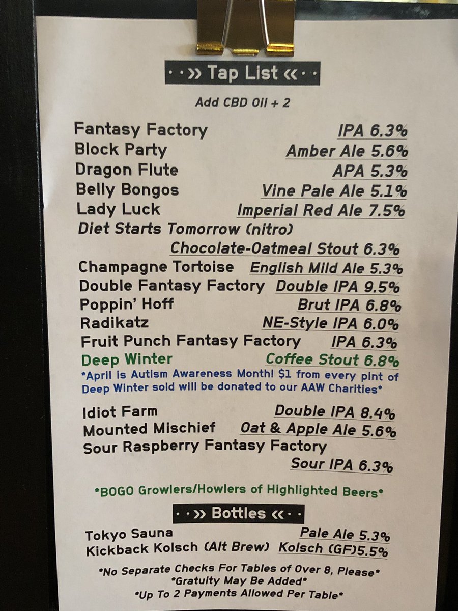 It’s #TuesdayBrewsday! Here’s our current tap list for you. Don’t forget our $3 #HappyHour is 3pm-6pm! #beerbrilliance #taproomalert #k4forthewin #craftbeer #wicraftbeer #drinkfromthesource